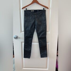 AG Adriano Goldschmied Shiny Coated Black Super Skinny The Leggings Jeans